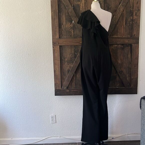 NWT SUGAR POISON Elegant Sleeveless Ruffle One Shoulder High Waist Long Jumpsuit - Picture 7 of 14